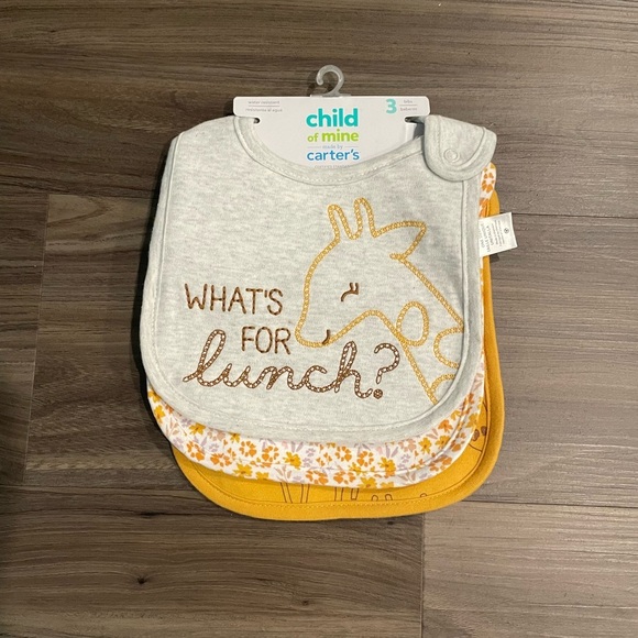 Carter's Baby Bib Set - Gray and Yellow - Picture 1 of 4